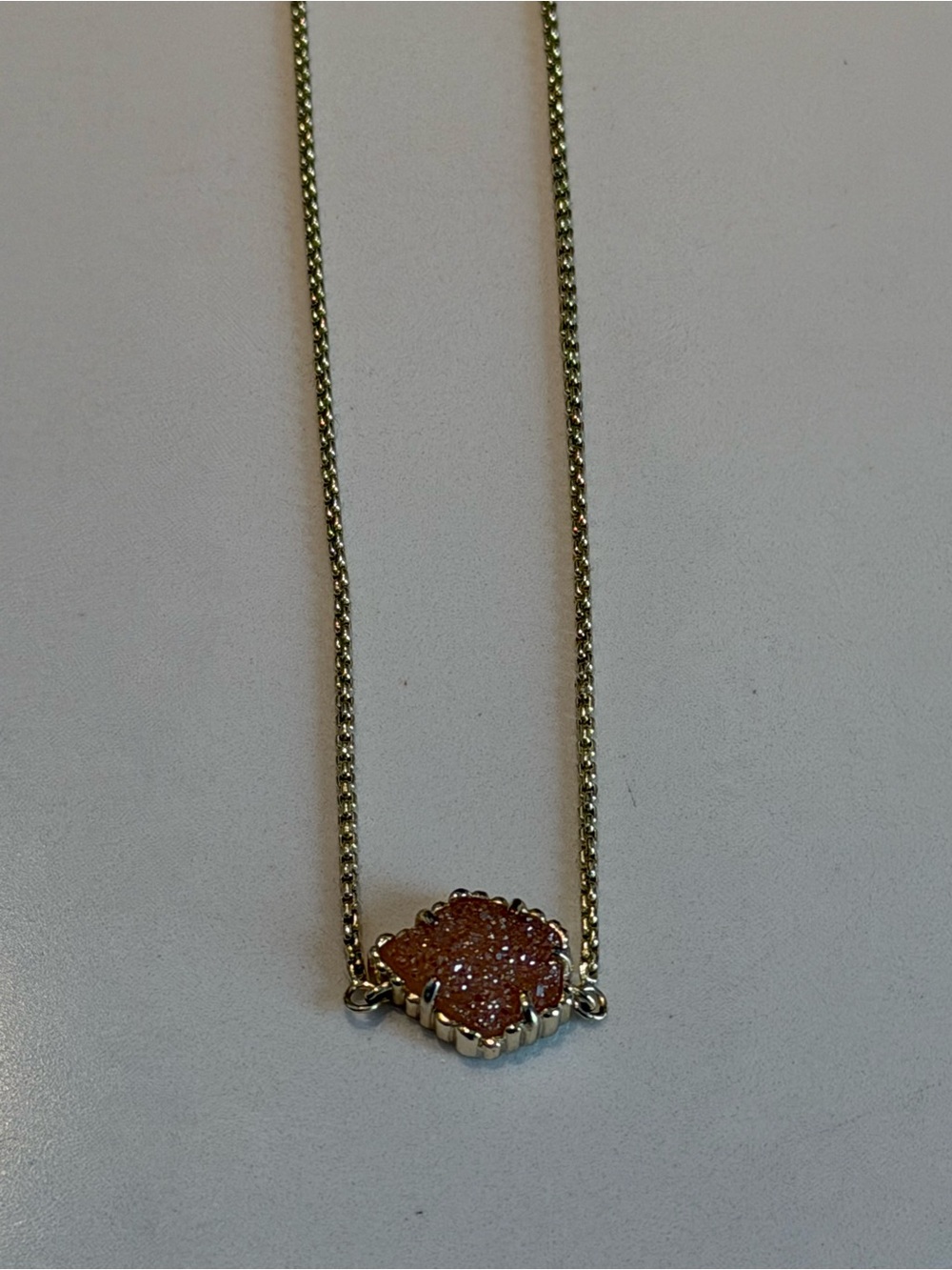 Kendra Scott Gold Necklace with Pink Crystal Pendant